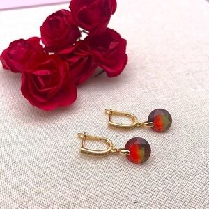 Rose Gold Plated Rainbow Zircon Drop Dangle Earrings